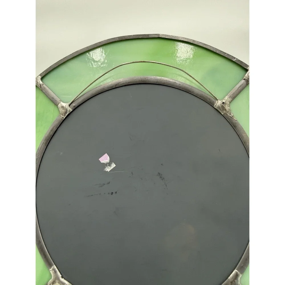Round 8 in Green/Silver Framed Glass Accent Mirror, Tree‎ Theme,